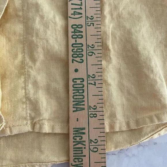 Anchor Blue Shirt Top Womens Large Yellow Sleeveless Linen Classic Button-Up - Picture 5 of 7